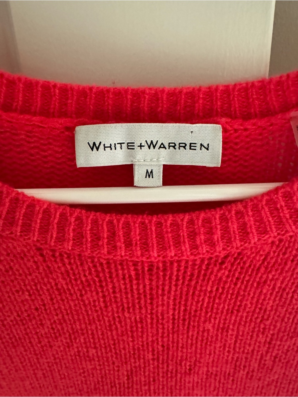 White + Warren Short Sleeve Cashmere Sweater Stunning Poppy Color size M - Picture 2 of 5